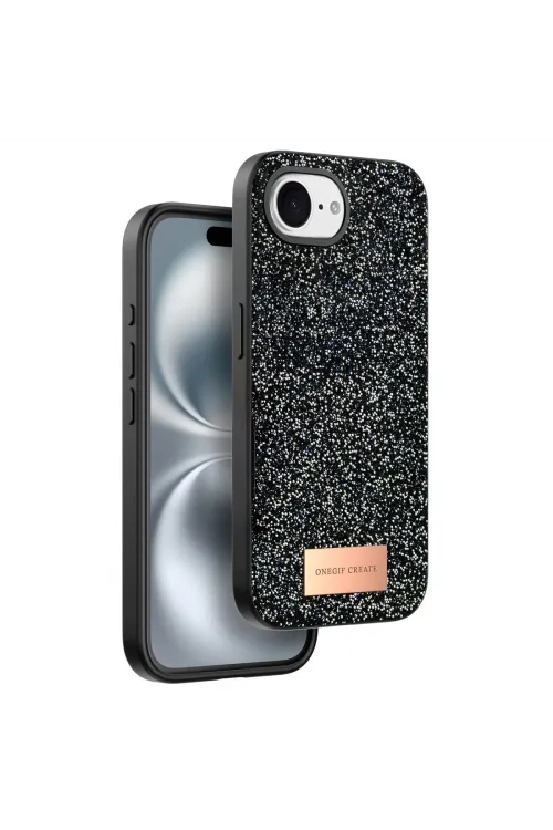 Onegif Apple İphone 16e Bright Simli Kapak - Siyah