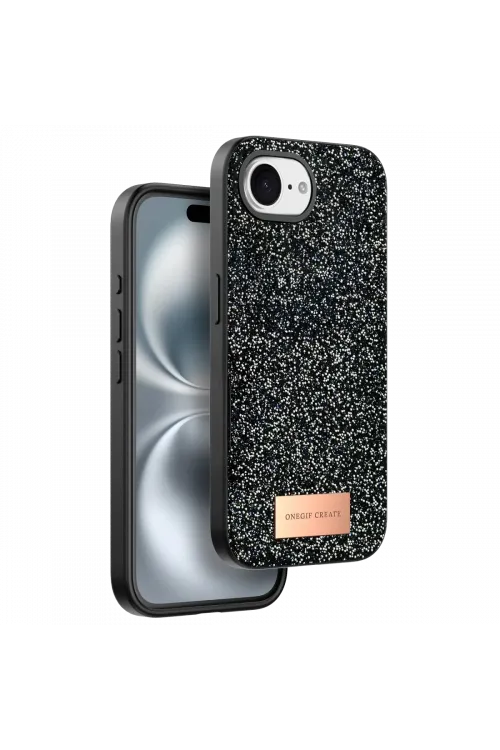Onegif Apple iPhone 16E Bright Simli Kapak - Siyah