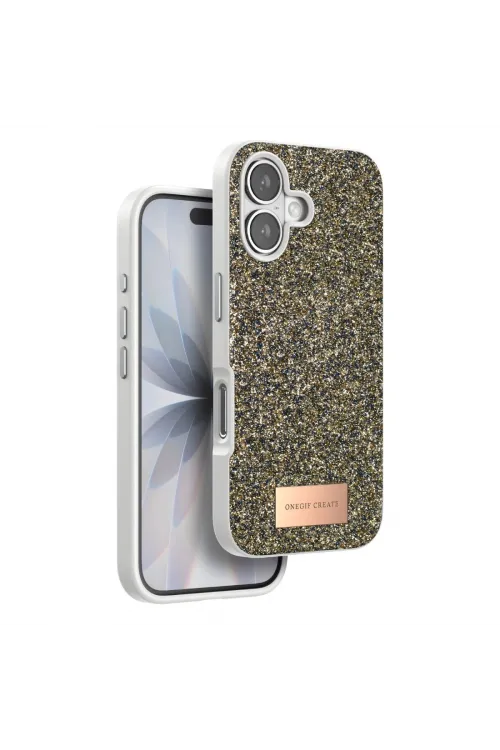 Onegif Apple İphone 17 Bright Simli Kapak - Çöl Titanyum