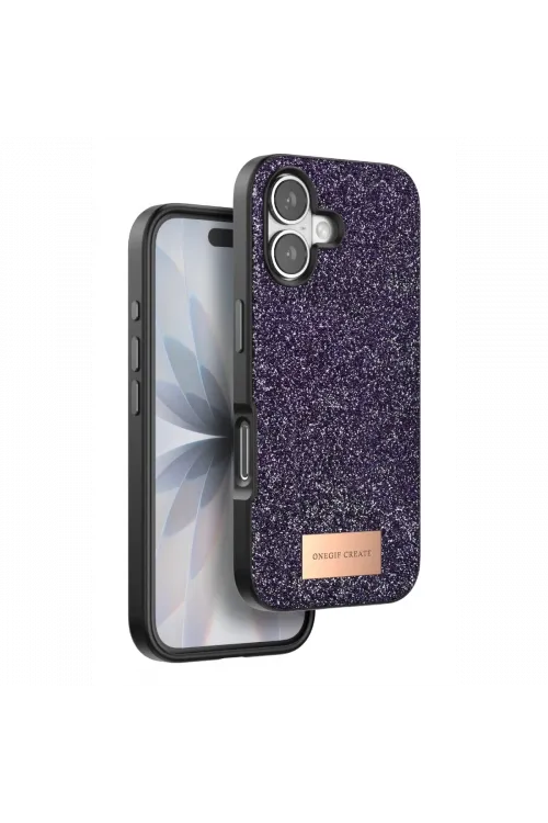Onegif Apple iPhone 17 Bright Simli Kapak - Derin Mor
