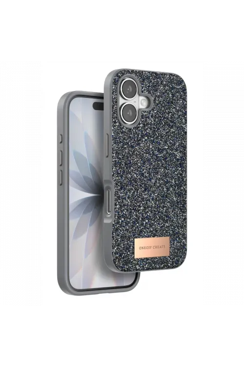 Onegif Apple iPhone 17 Bright Simli Kapak - Gümüş