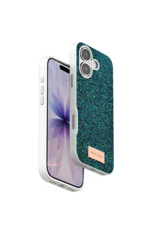 Onegif Apple İphone 17 Bright Simli Kapak - Koyu Yeşil