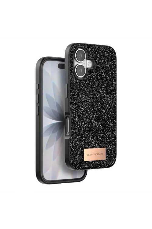 Onegif Apple İphone 17 Bright Simli Kapak - Siyah