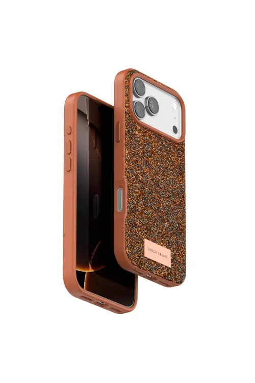 Onegif Apple İphone 17 Pro Bright Simli Kapak - Turuncu