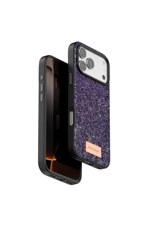 Onegif Apple İphone 17 Pro Max Bright Simli Kapak - Derin Mor