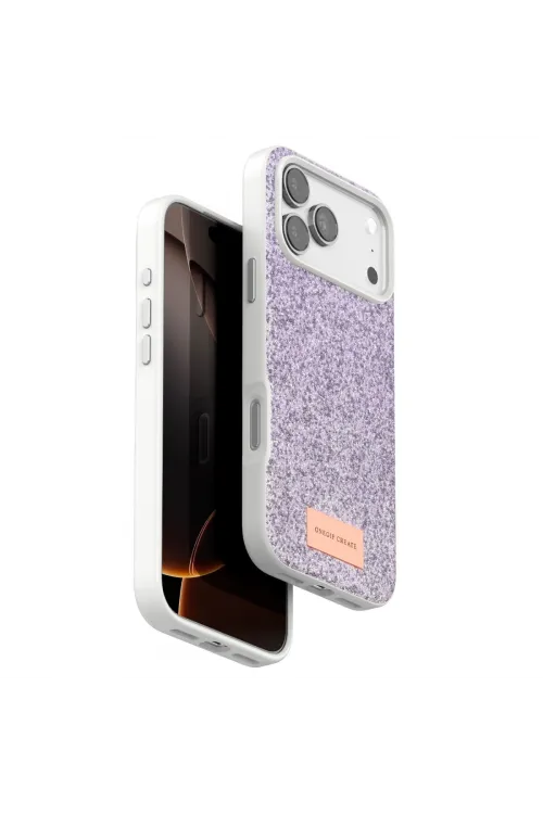 Onegif Apple İphone 17 Pro Max Bright Simli Kapak - Lila