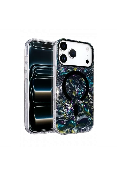 Onegif Apple İphone 17 Pro Max Mila Dalgalı Magsafe Kapak - Lacivert