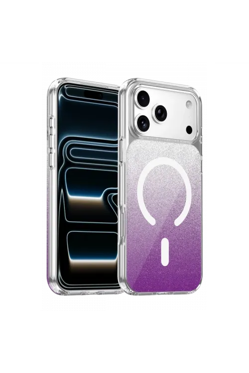Onegif Apple İphone 17 Pro Sora Simli Magsafe Kapak - Mor