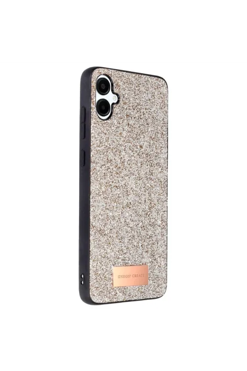 Onegif Samsung Galaxy A06 Bright Simli Kapak - Gold