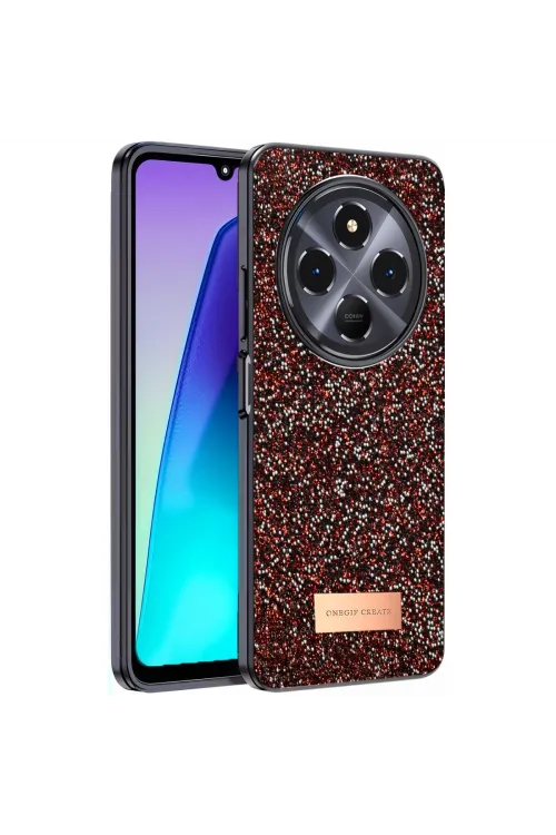 Onegif Xiaomi Redmi 14c Bright Simli Kapak - Derin Mor