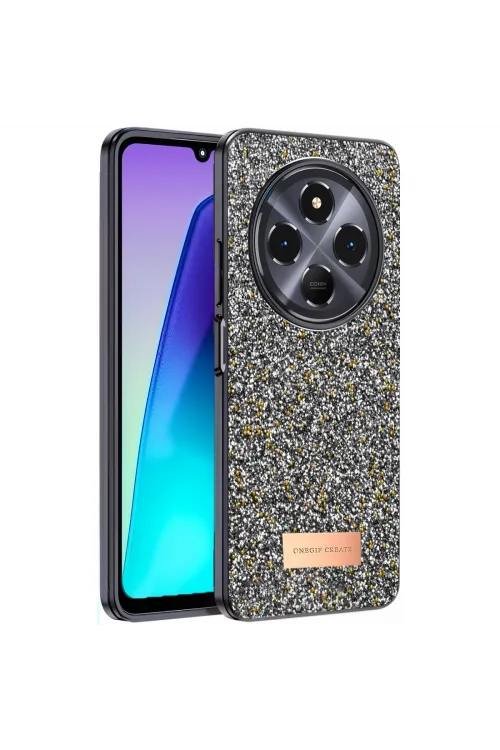 Onegif Xiaomi Redmi 14c Bright Simli Kapak - Gümüş