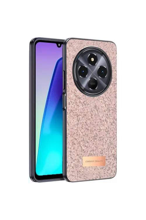 Onegif Xiaomi Redmi 14c Bright Simli Kapak - Pembe