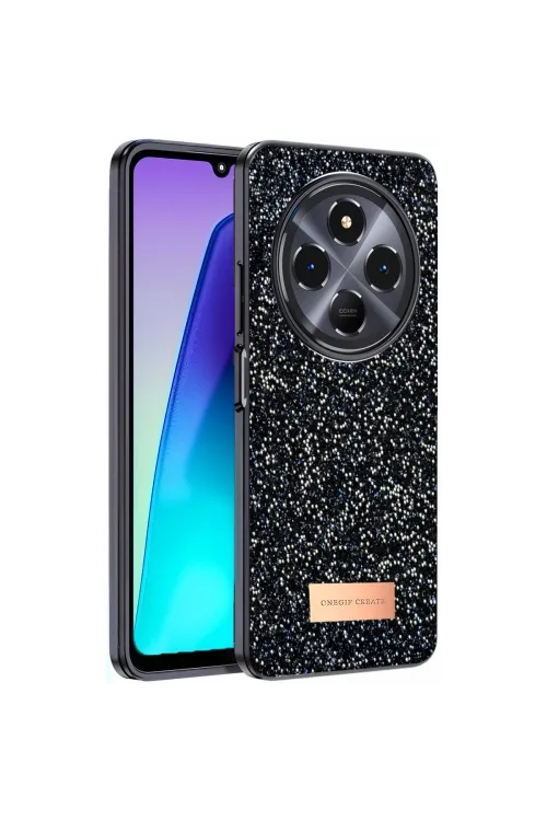Onegif Xiaomi Redmi 14c Bright Simli Kapak - Siyah