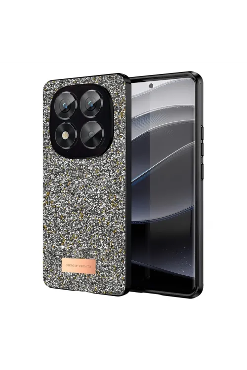 Onegif Xiaomi Redmi Note 14 Pro 5g Bright Simli Kapak - Gümüş