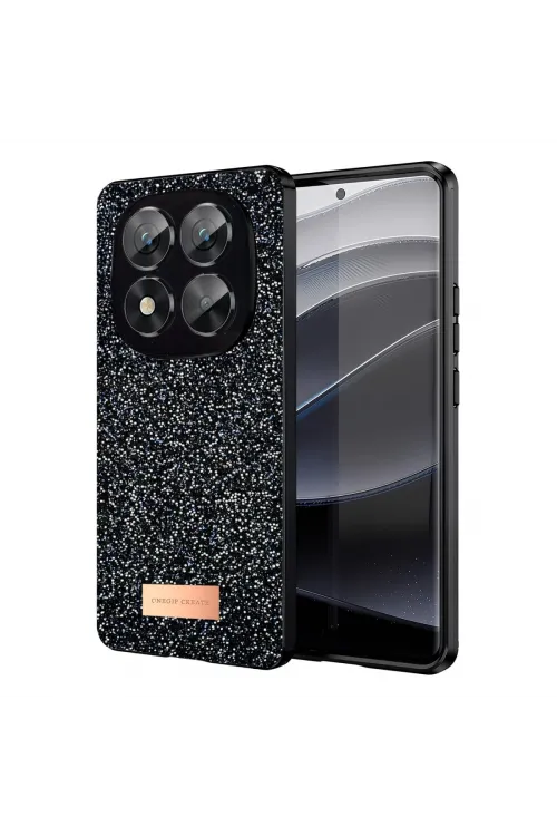 Onegif Xiaomi Redmi Note 14 Pro 5g Bright Simli Kapak - Siyah
