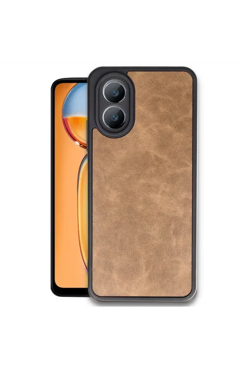 Oppo A38 Kılıf Aras Deri Kapak - Taba