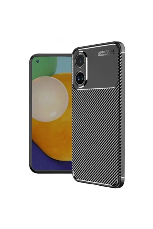 Oppo A38 Kılıf Auto Focus Karbon Kapak - Siyah