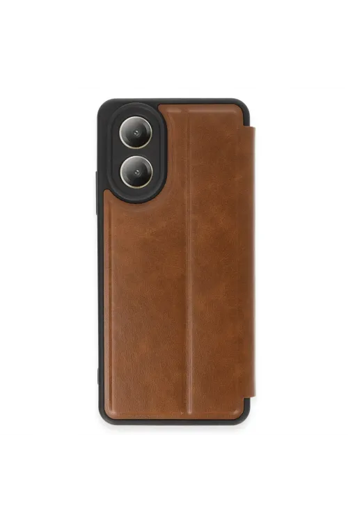 Oppo A38 Kılıf Flip Cover - Taba