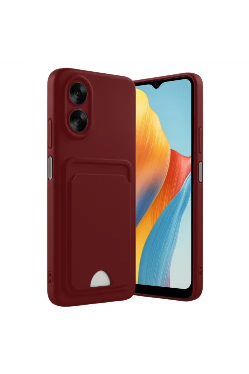 Oppo A38 Kılıf Kelvin Kartvizitli Silikon - Bordo