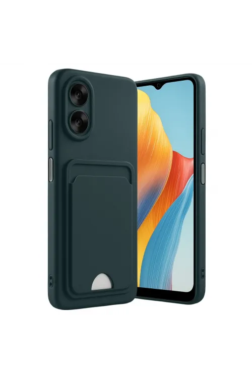 Oppo A38 Kılıf Kelvin Kartvizitli Silikon - Koyu Yeşil
