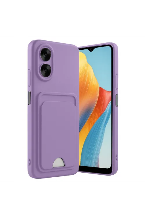 Oppo A38 Kılıf Kelvin Kartvizitli Silikon - Lila