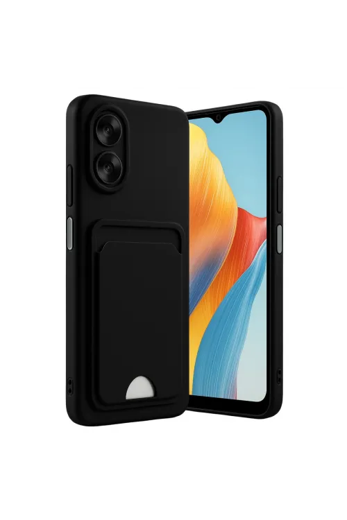 Oppo A38 Kılıf Kelvin Kartvizitli Silikon - Siyah