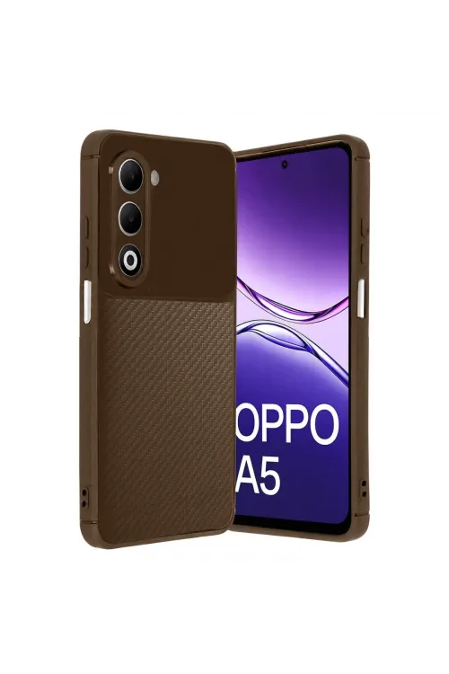 Oppo A5 4g Auto Focus Karbon Kapak - Kahverengi