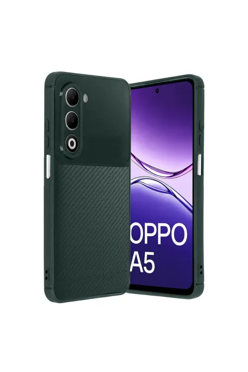 Oppo A5 4g Auto Focus Karbon Kapak - Koyu Yeşil