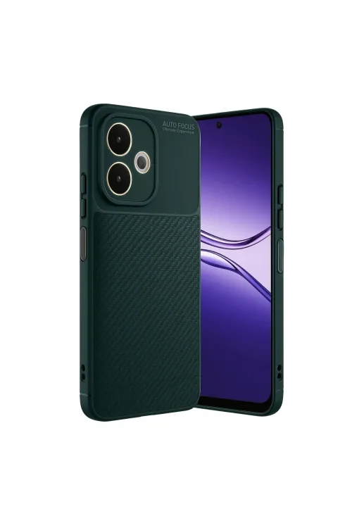Oppo A5 Pro 4g Kılıf Auto Focus Karbon Kapak - Koyu Yeşil