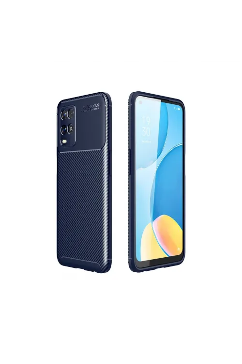 Oppo A54 4g Kılıf Auto Focus Karbon Kapak - Lacivert