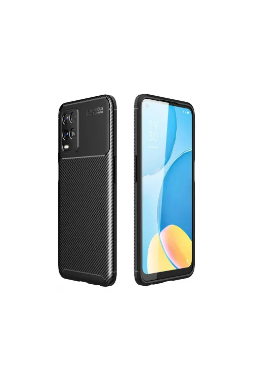 Oppo A54 4g Kılıf Auto Focus Karbon Kapak - Siyah