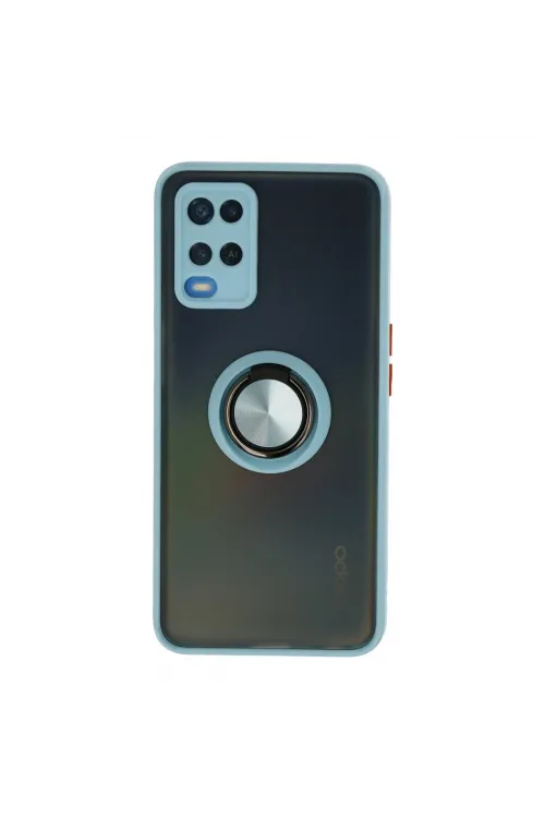 Oppo A54 4g Kılıf Montreal Yüzüklü Silikon Kapak - Buz Mavi