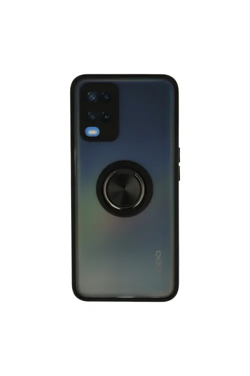 Oppo A54 4g Kılıf Montreal Yüzüklü Silikon Kapak - Siyah