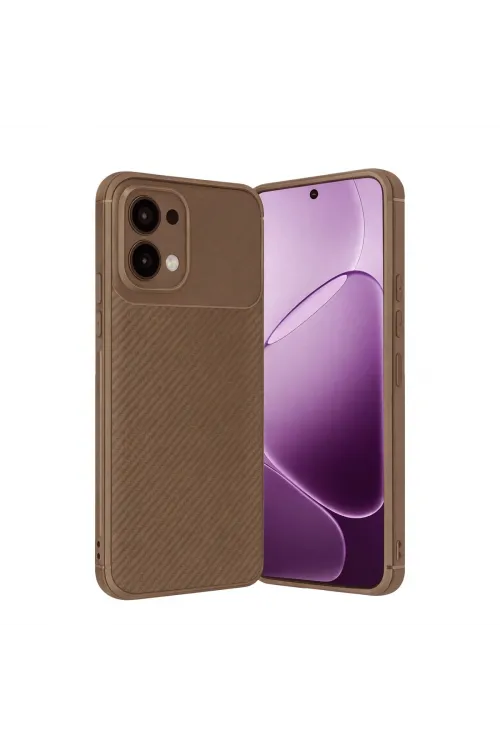 Oppo A6 Pro 4g Auto Focus Karbon Kapak - Kahverengi