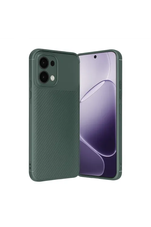 Oppo A6 Pro 4g Auto Focus Karbon Kapak - Koyu Yeşil