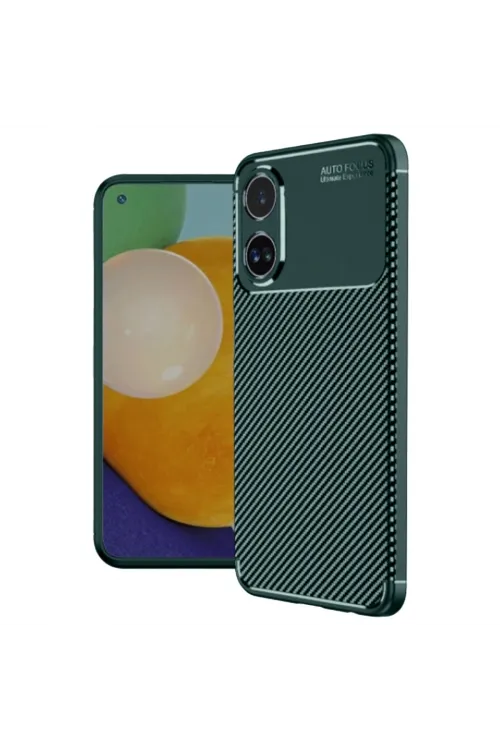 Oppo A60 Kılıf Auto Focus Karbon Kapak - Koyu Yeşil