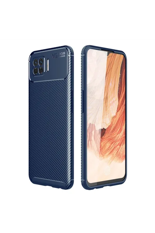 Oppo A73 Kılıf Auto Focus Karbon Kapak - Lacivert