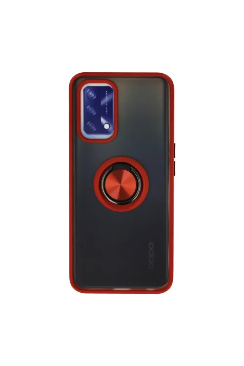 Oppo A74 4g Kılıf Montreal Yüzüklü Silikon Kapak - Kırmızı