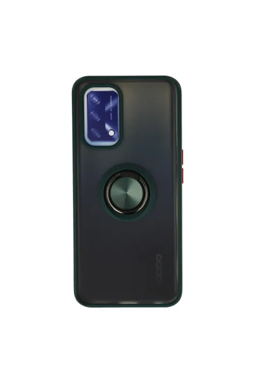Oppo A74 4g Kılıf Montreal Yüzüklü Silikon Kapak - Yeşil