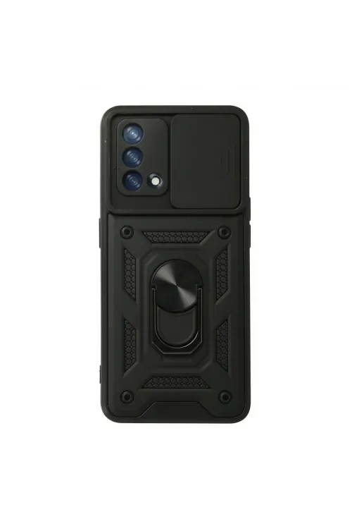 Oppo A74 4g Kılıf Pars Lens Yüzüklü Silikon - Siyah