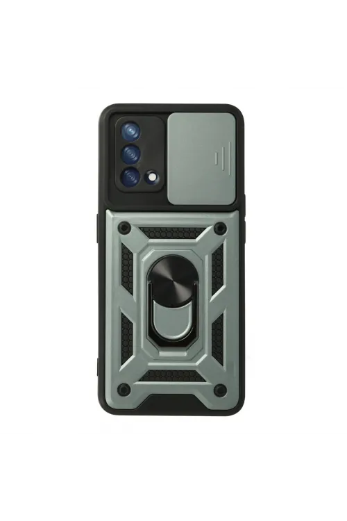 Oppo A74 4g Kılıf Pars Lens Yüzüklü Silikon - Yeşil