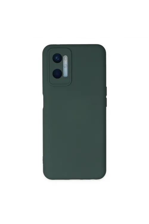 Oppo A96 Kılıf Nano İçi Kadife Silikon - Koyu Yeşil