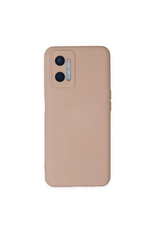 Oppo A96 Kılıf Nano İçi Kadife Silikon - Pudra