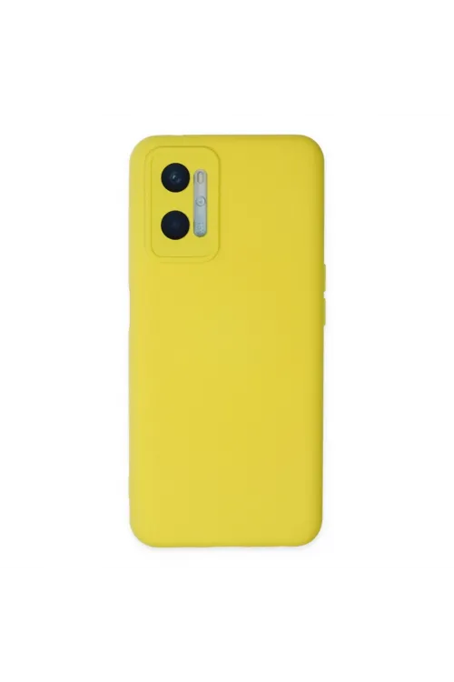 Oppo A96 Kılıf Nano İçi Kadife Silikon - Sarı