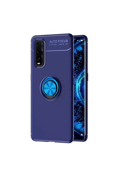 Oppo Find X2 Kılıf Range Yüzüklü Silikon - Mavi
