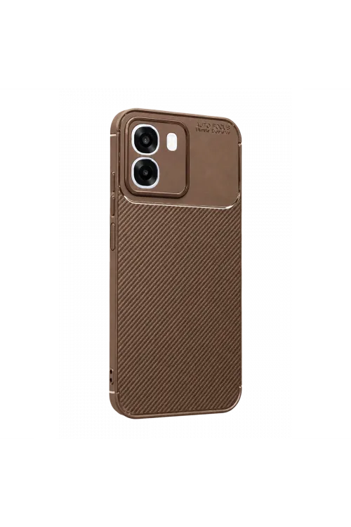 Oppo Oppo A6t 5g Auto Focus Karbon Kapak - Kahverengi