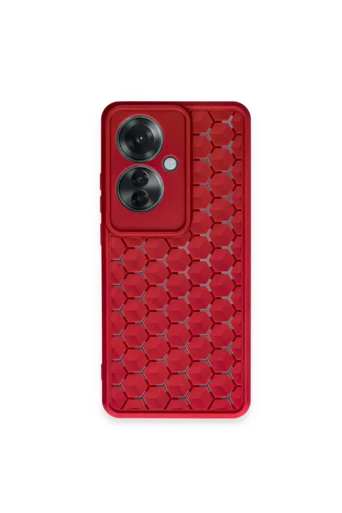 Oppo Reno 11f Kılıf Petek Silikon Kapak - Kırmızı