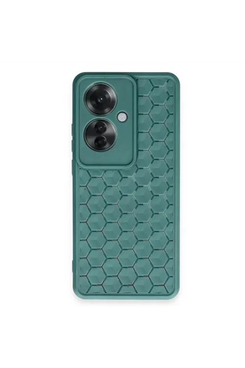 Oppo Reno 11f Kılıf Petek Silikon Kapak - Koyu Yeşil