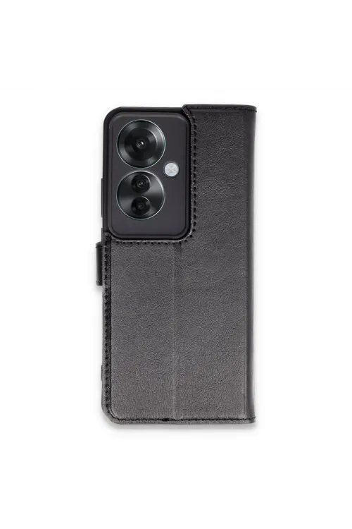 Oppo Reno 11f Kılıf Trend S Plus Kapaklı Kılıf - Siyah