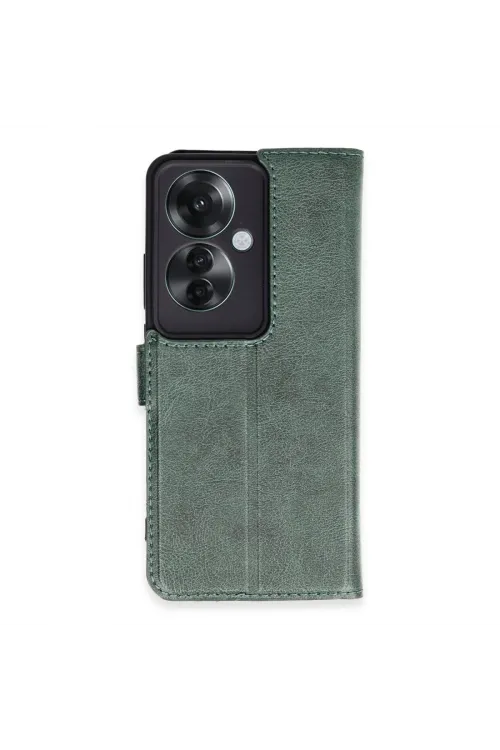 Oppo Reno 11f Kılıf Trend S Plus Kapaklı Kılıf - Yeşil